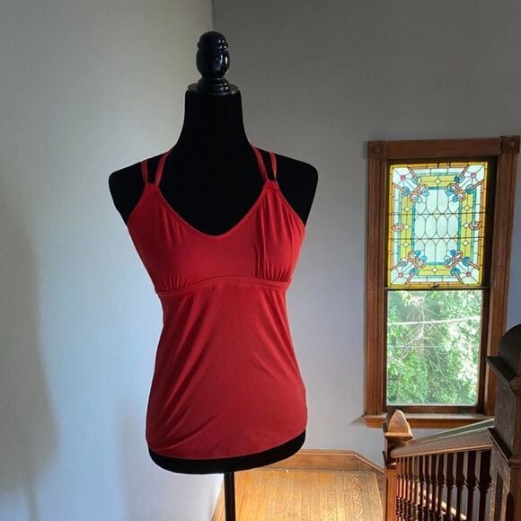 Athleta Strappy Top / Swim Top Swimsuit Tankini Red -- Size Small - Picture 6 of 9